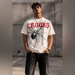 Crooks & Castles White and Red Spider Graphic Tee